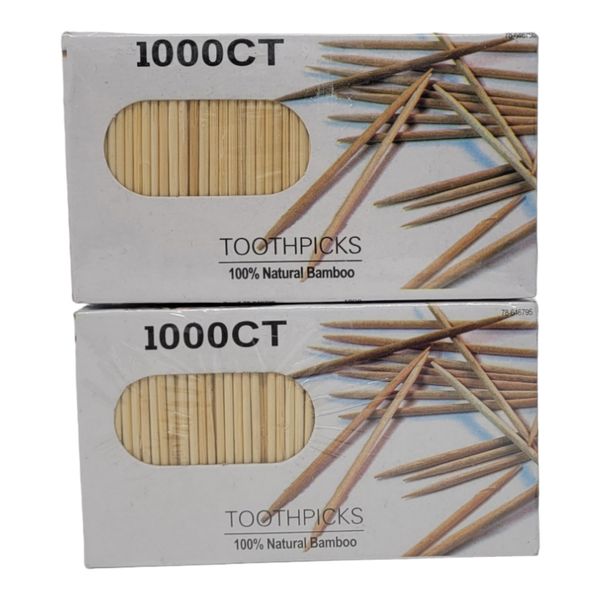 2000 Count 100% Natural Bamboo Toothpicks – Lot of 2  1000 ct boxes