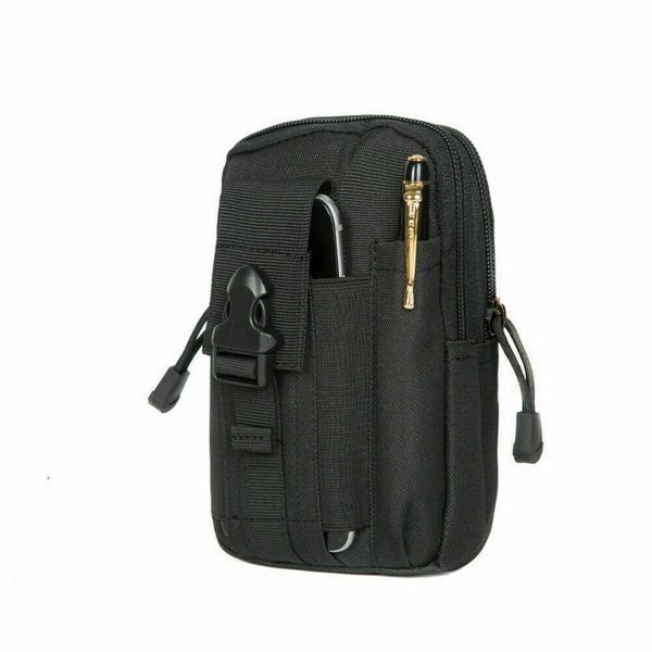 BLACK TACTICAL MOLLE PACK, EDC MULTI-PURPOSE BAG, UTILITY POCKET, HIKING, BELT.