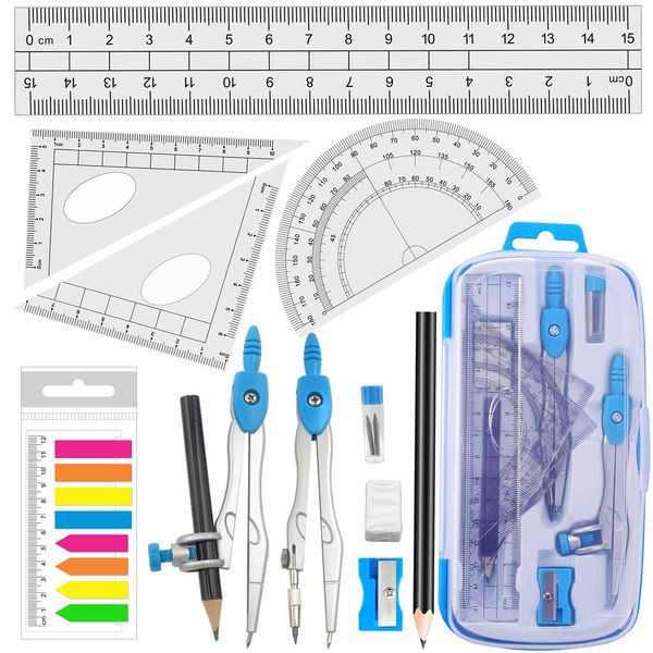 Akuoly School Maths Compass Geometry Protractor and Starter Compass Set for Students Maths Homework