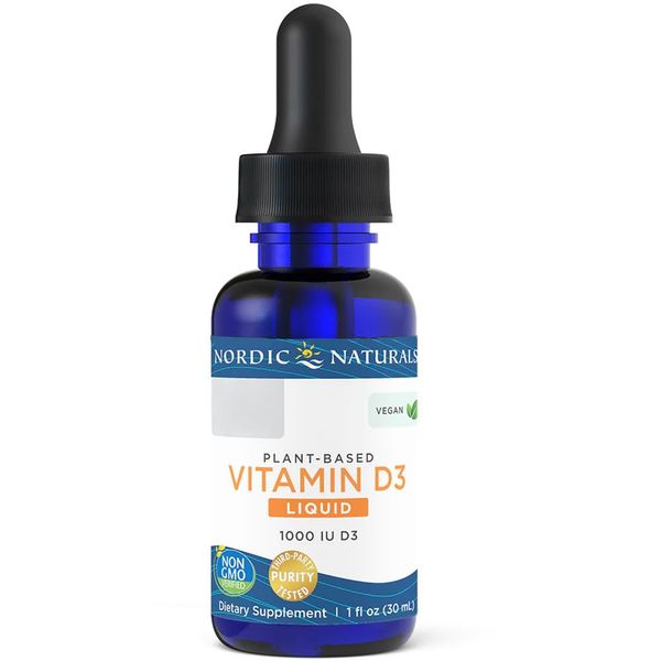 Nordic Naturals, Liquid Vitamin D3, 1000 IU, Cholecalciferol from Lichen, Vegan Drops, 30ml, Lab-Tested, SOYA Free, Gluten Free, Non-GMO