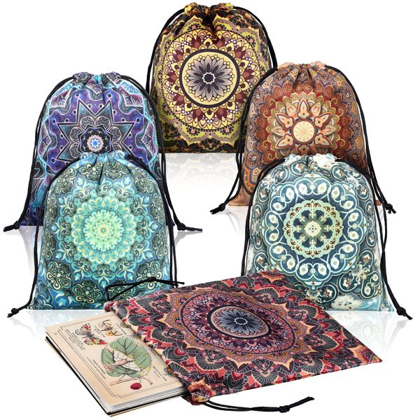 6 Pcs Velvet Storage Bag Dice Storage Bag Drawstring Tarot Card Holder Bag Jewelry Pouch Enthusiasts Hand Gift Bags, 7.1 x 5.9 Inches 6 Styles (Floral Style)