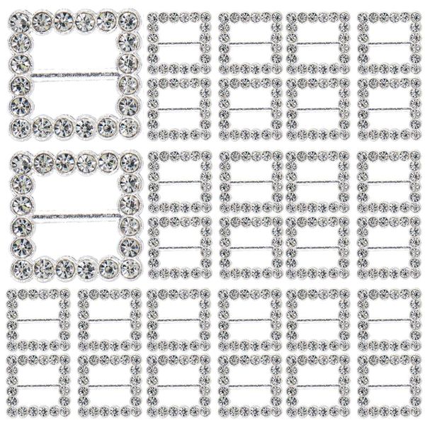 AUEAR, 50 Pack Fashion Square Rhinestone Buckle 15mm Silver Crystal Buckle for DIY Craft Wedding Invitation Letter