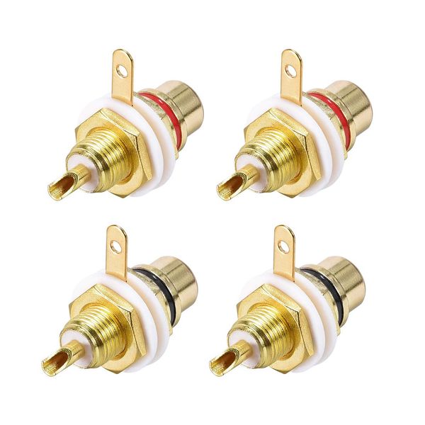 sourcing map RCA Female Panel Mount Chassis Socket Jack Connector for Amplifier Audio Terminal RCA Plug 4pcs