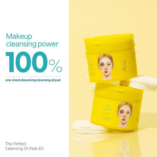 Ariul The Perfect One-Sheet Cleansing Pad, Oil Pads EX, A Mild&Quick Make Up Remover Pads for waterproof makeup, 2.7 inch Vegan cotton Big pad, 175ml / 60 Counts