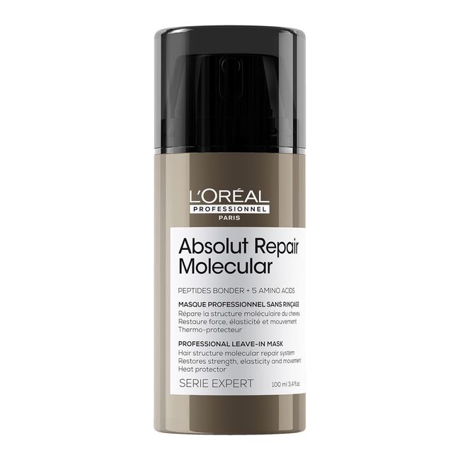 L'Oréal Professionnel Leave-In für strukturgeschädigtes Haar, Zur molekularen Tiefenreparatur, Mit Peptidbondern und 5 Aminosäuren, Serie Expert, Absolut Repair Molecular, 100 ml