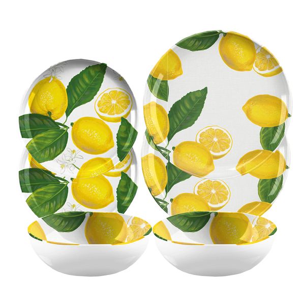 Lemon Melamine/Plastic/Outdoor/Camping/BBQ Dinnerware - Set (6)