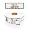 Bright Stripes Designer Rolled Address Labels with Elegant Plastic Dispenser