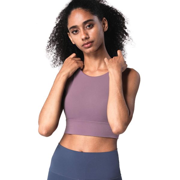 Lemedy Women Strappy Sports Bras Padded Medium Support Yoga Workout Tank Top (M, Lavender)