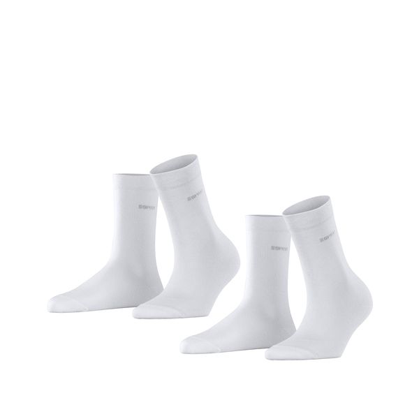 ESPRIT Women's Basic Easy Multipack W So Cotton Plain Socks (Pack of 2), White 2000