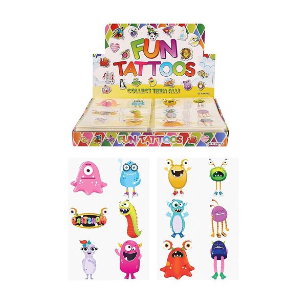 Henbrandt Monsters Temporary Tattoos for Children 24 Assorted Designs Perfect Party Bag Filler & Gift Idea for Children (Pack of 24)