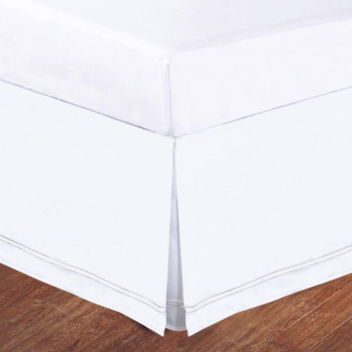 Levinsohn Luxury Hotel Tailored Bed Skirt - Baratta Stitched Hem, White, King