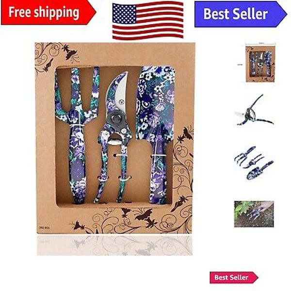 Ergonomic Floral Design Gardening Tools Set with Non-Slip Handles - Gift Ready