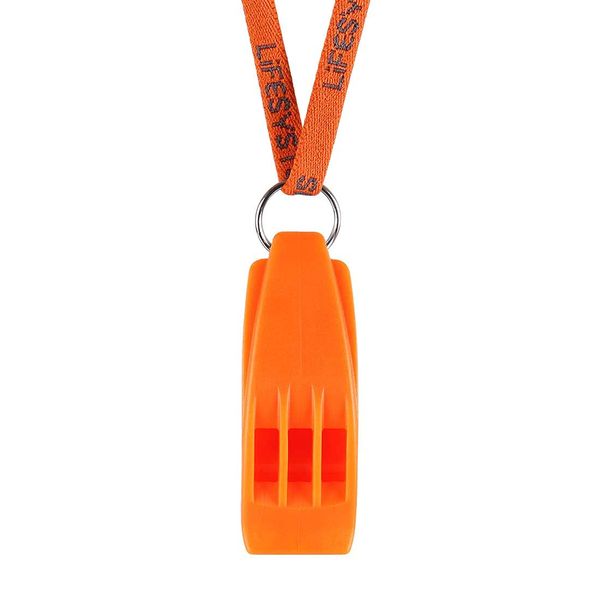 Lifesystems Super-Loud Emergency Triple-Chamber Hurricane Whistle with Lanyard for the Outdoors, Camping and Hiking, Orange