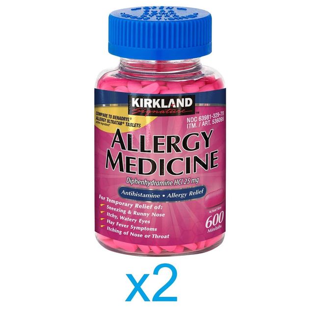 2 Pack Kirkland Signature Allergy Medicine Diphenhydramine HCI 25 mg 600 Tablets