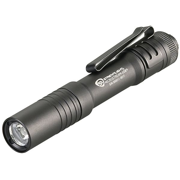 Streamlight 66601 MicroStream 250-Lumen EDC Ultra-Compact Flashlight with USB Rechargeable Battery, Clear Retail Packaging, Black
