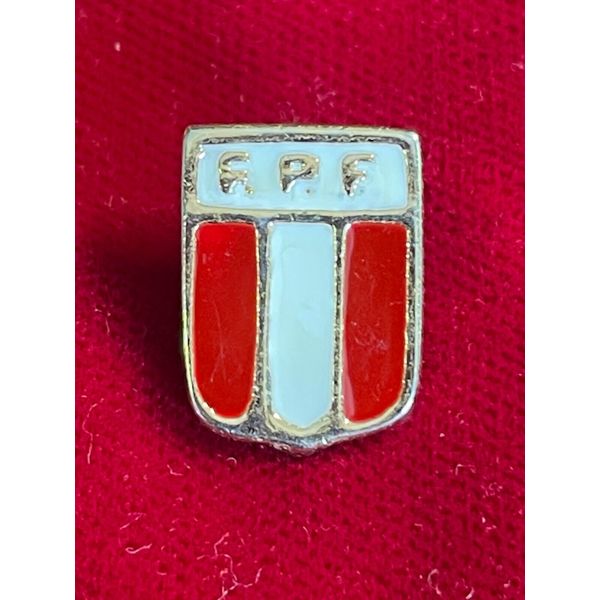 FPF Peruvian Football Federation Red White Shield Enamel Lapel Pin Soccer .65"