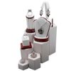 Mid Size White Leather Jewelry Display Stand Riser Set - 6 Pieces