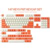 Tsungup Custom Keycaps 145 Keys ABS ISO Side Printed Keycap Set for 60% Keyboard, Compatible Cherry MX Keys for ISO Layout (Orange & Cream)