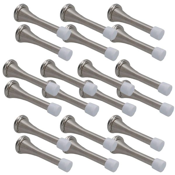 Spring Door Stops Stopper Buffer Skirting Protection Wall Mounted with Fastener 20pc