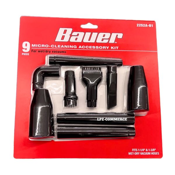 BAUER Micro-Cleaning Accessory Kit for Wet/Dry Vacuums, 9-Piece