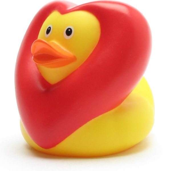 Heart Rubber Duck I Squeaky Duck L 9 cm
