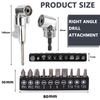 12PCS Screwdriver Bit & Right Angle Drill Set,Right Angle Drill Attachment with 10 PCS Screwdriver Bits Angle Drill Attachment,Durable Right Angle Screwdriver for Tight Corner Workspace,for 1/4" Drill