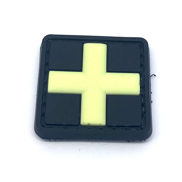 Small Medic Cross Glow in the Dark PVC Airsoft Paintball Morale Patch