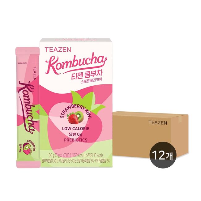 Teazen Kombucha Strawberry Kiwi 10 sticks x 12 boxes (1 carton)