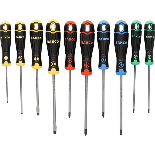 BahcoFit Coloured Handle Screwdriver Set, 10 Piece