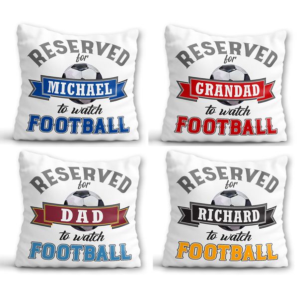Football Cushion - Birthday Gift for Him - Personalised Football Team Pillow for Him - Blue Red Claret Football Fan Christmas Gift for Boys Men - Father's Day Gift Dad Grandad Brother Son Grandson