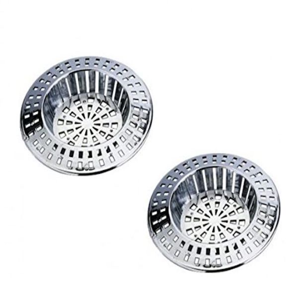 Merriway BH02804 (2 Pcs) Small Plastic Sink Strainer, Chromed 60mm (2.3/8 inch) Diameter - Pack of 2 Pieces