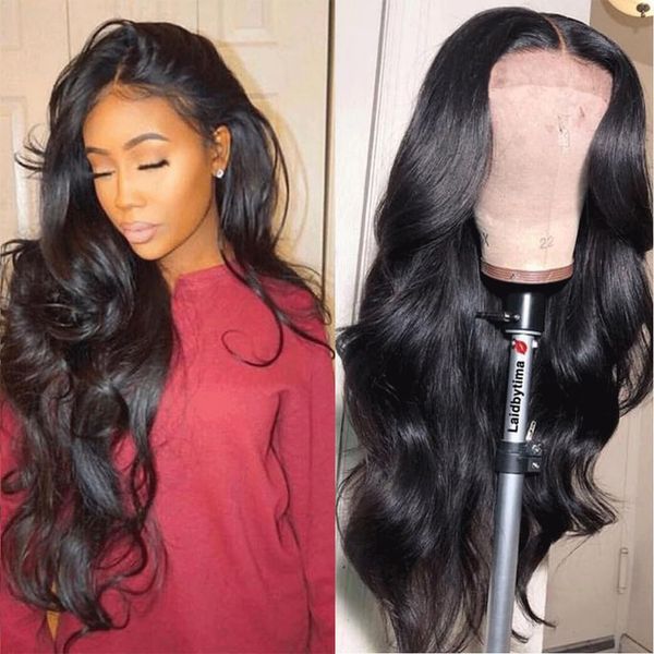 YLOIJO Body Wave Lace Front Wigs Synthetic Artificial Human Hair Transparent Lace Frontal Wigs for Black Women Glueless Wigs, 26 Inch Artificial Human Hair Pre-Plucked with Baby Hair