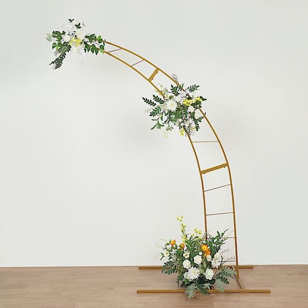 8 ft Gold Floral Display Frame Half Crescent Moon BACKDROP STAND Arch Events