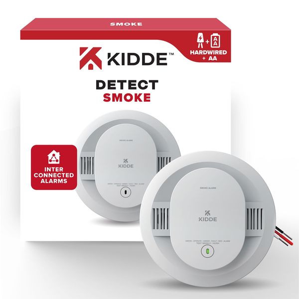 Kidde Hardwired Photoelectric Smoke Detector Alarm, AA Battery Backup, 5-inch