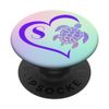Purple Monogram Letter S Initial Turtle Heart PopSockets Adhesive PopGrip