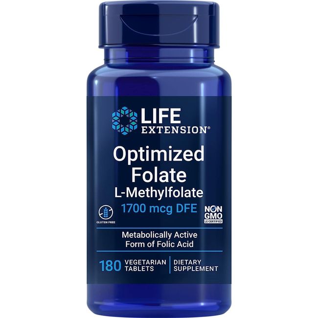 Life Extension Folic Acid 5-MTHF Vitamin B9 1700mcg 100 Tablets Folate L-Methylfolate