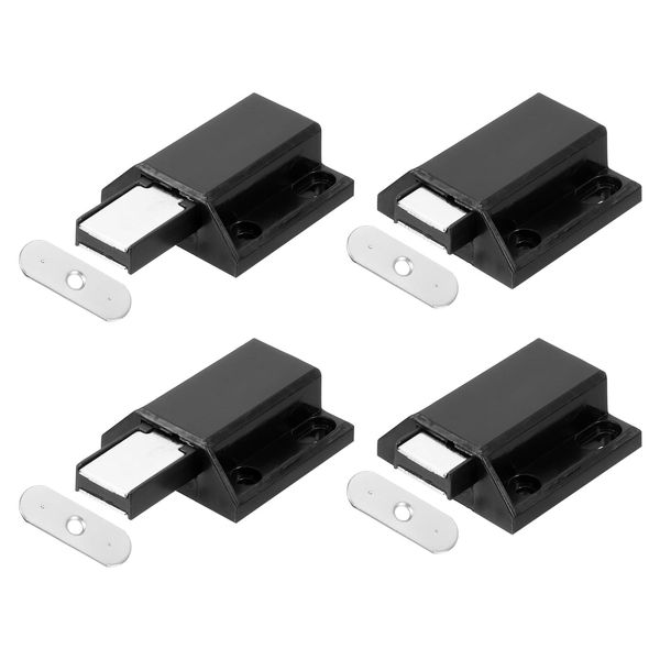 sourcing map Glass Door Magnetic Touch Catch Latch Closure Plastic Black 4pcs