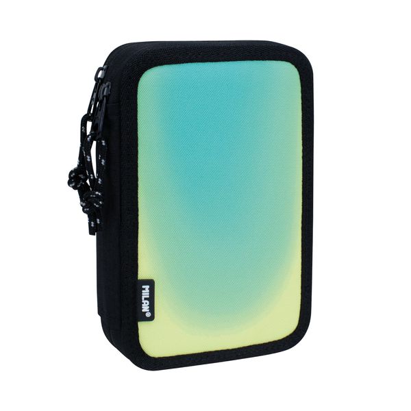 MILAN® 2 Tier Pencil Case with Sunset Content, Black and Green