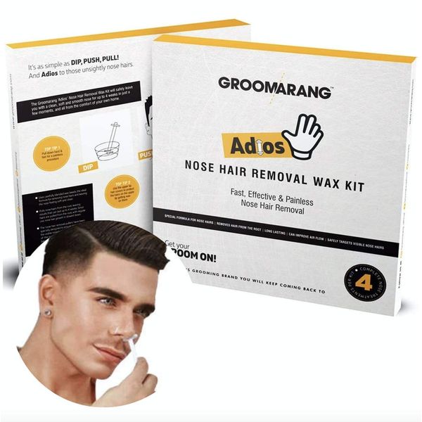 Groomarang Adios Nose Hair Removal Wax Kit Nasal & Ear Hairs - Painless, Effective And Safe