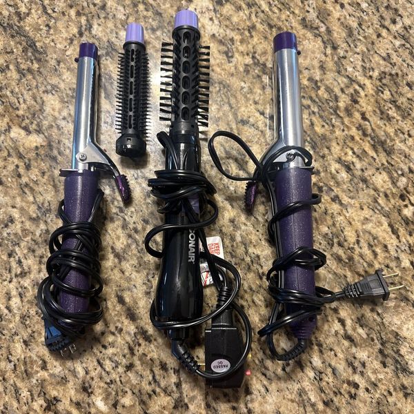 Lot of 3 Conair Curling Irons Dryer Curler Purple