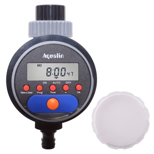Aqualin Irrigation Timer with Ball Valve Automatic Irrigation Computer Water Computer Update Timer Irrigation System for Garden Yard (with Display)