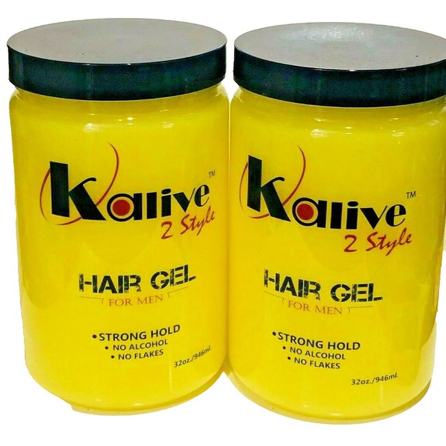 Kalive 2 Style HAIR GEL For Men STRONG HOLD Styling Gels  No FLAKES 32 Oz Each