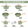 12PCS Nonstick Hammered Granite Kitchen Cookware Cooking Pots Pans Set Green