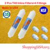 2 X T40 Omnipure Post Coconut Inline Carbon Filter 10X2" RO+4 Male Fitting
