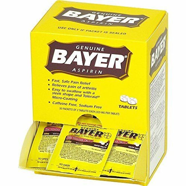 Acme United 12408 Bayer Aspirin Packets 2 Tablets Per Pack 50/BX