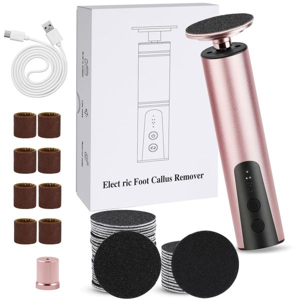 ACWOO Hornhautentferner Elektrisch Stark,Elektrische Hornhautentferner, Extreme Hornhaut Entfernen Fuß Wiederaufladbar für Tote/Harten/Rissige Haut, Füße Foot Callus Remover mit Viel Zubehör(Roségold)