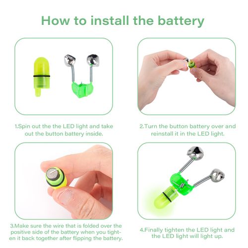 OHOH LED Night Fishing Rod Bite Bait Alarm Light with Twin Bells Ring Fishing Bite Alarm Indicator On Fishing Rod (20 Red Lights and 20 Green Lights)