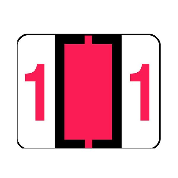 Smead BCCRN Bar-Style Color-Coded Numeric Label, 1, Label Roll, Red, 500 Labels per Roll (67371)