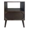 Mid-Century Modern 18W Solid Mango Wood Nightstand with Drawer in Gray