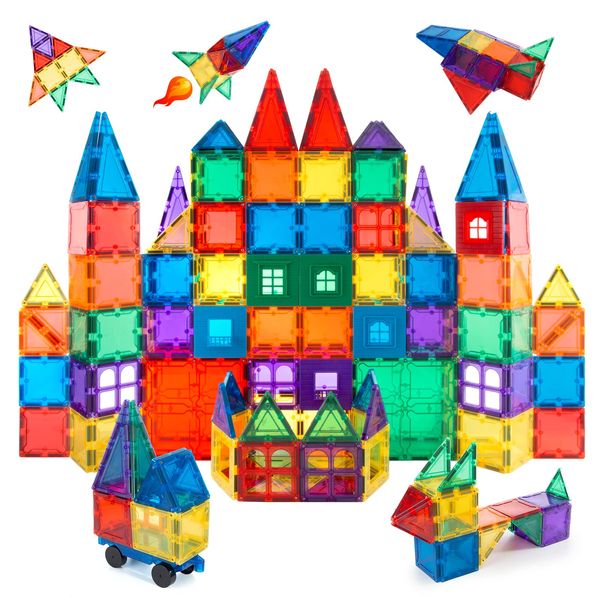 Children Hub 60pcs Magnetic Tiles Set - 3D Magnet Building Blocks - Premium Quality Educational Toys for Your Kids - Upgraded Version with Strong Magnets - Creativity, Imagination, Inspiration